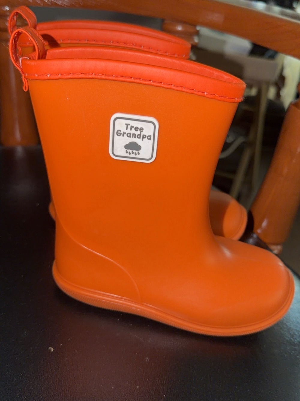 Tree Grandpa Orange Kids Rain & Snow Boots - Easy Pull-On